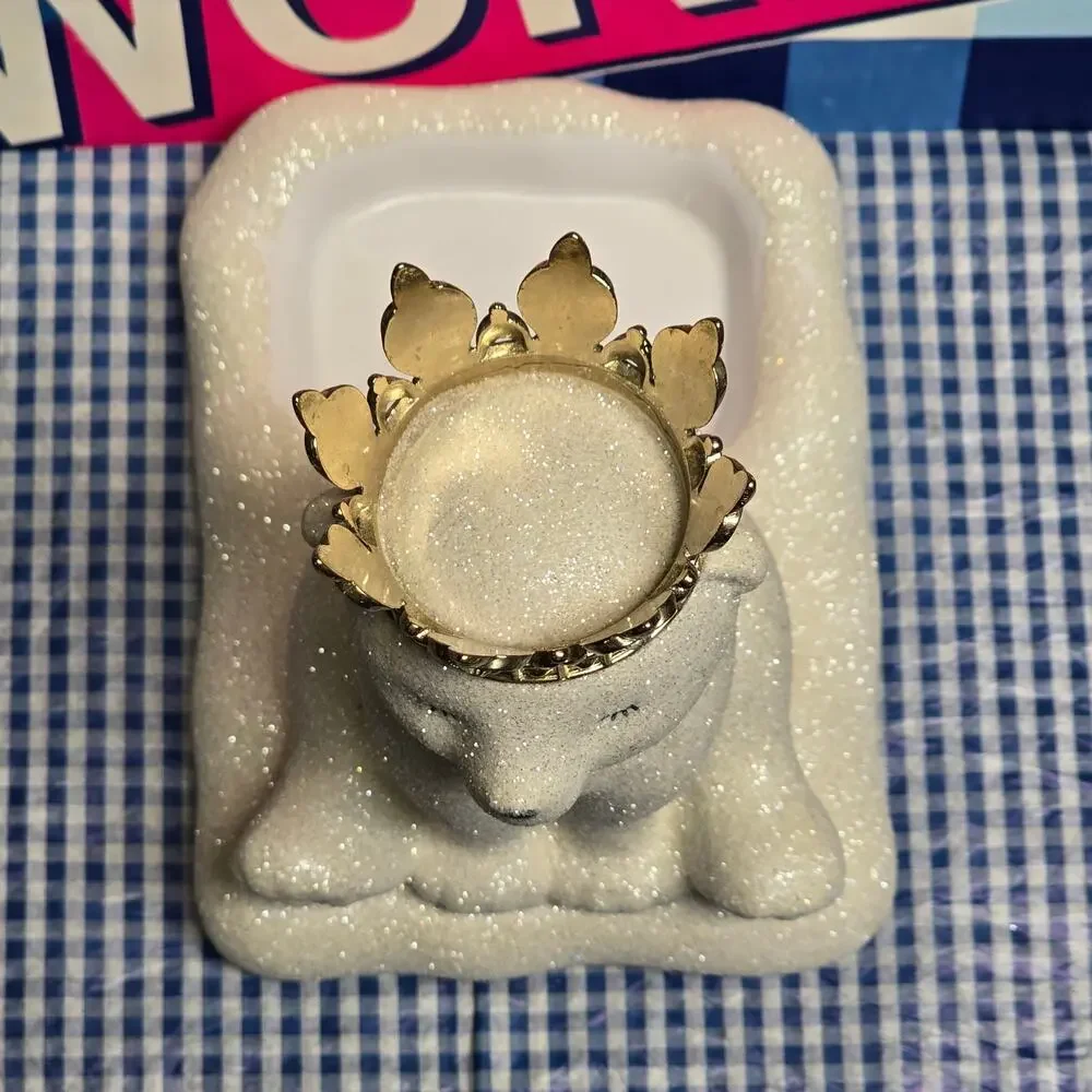 BBW Glittery White Gold Crown Polar Bear Hand Soap Holder
